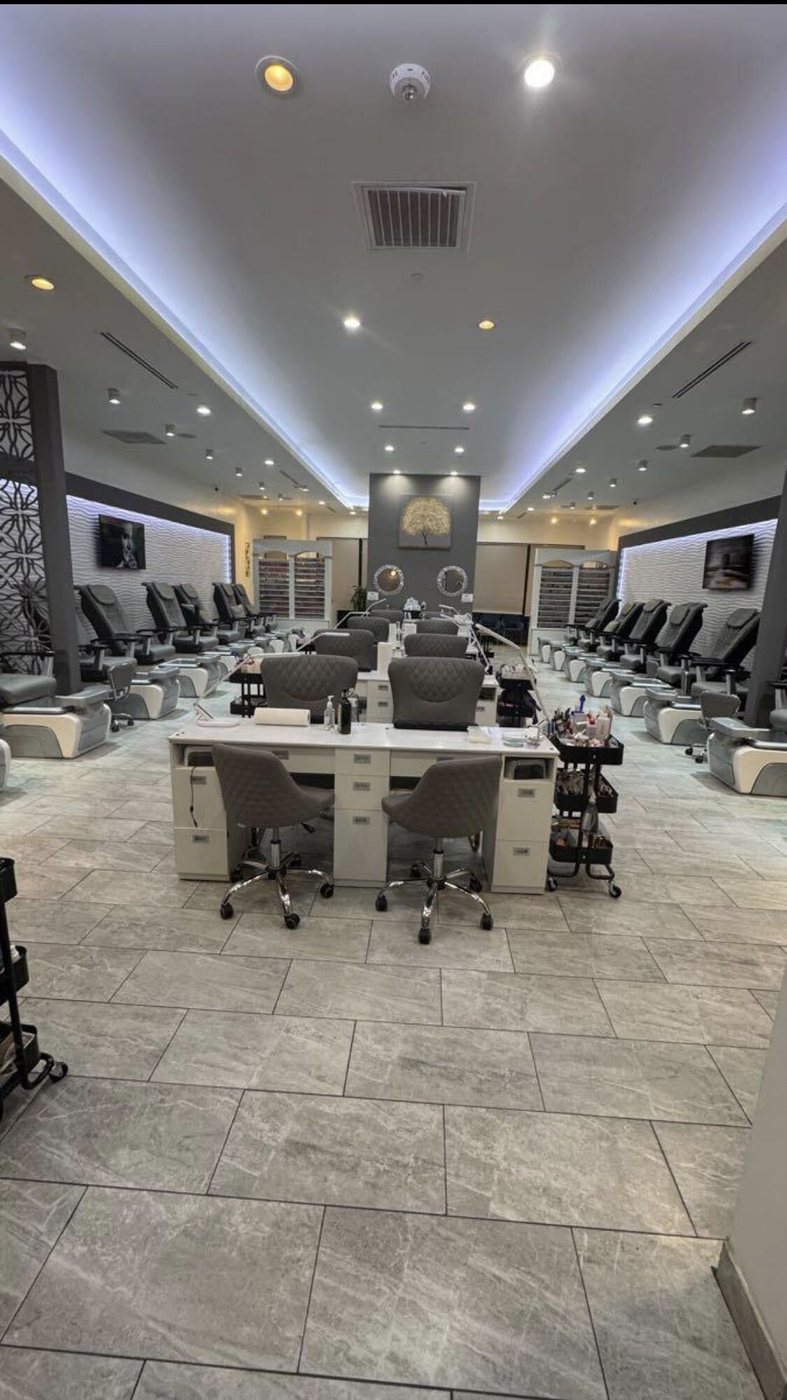 Main nail and pedicure floor inside My Royal Nails & Spa in Humble, TX